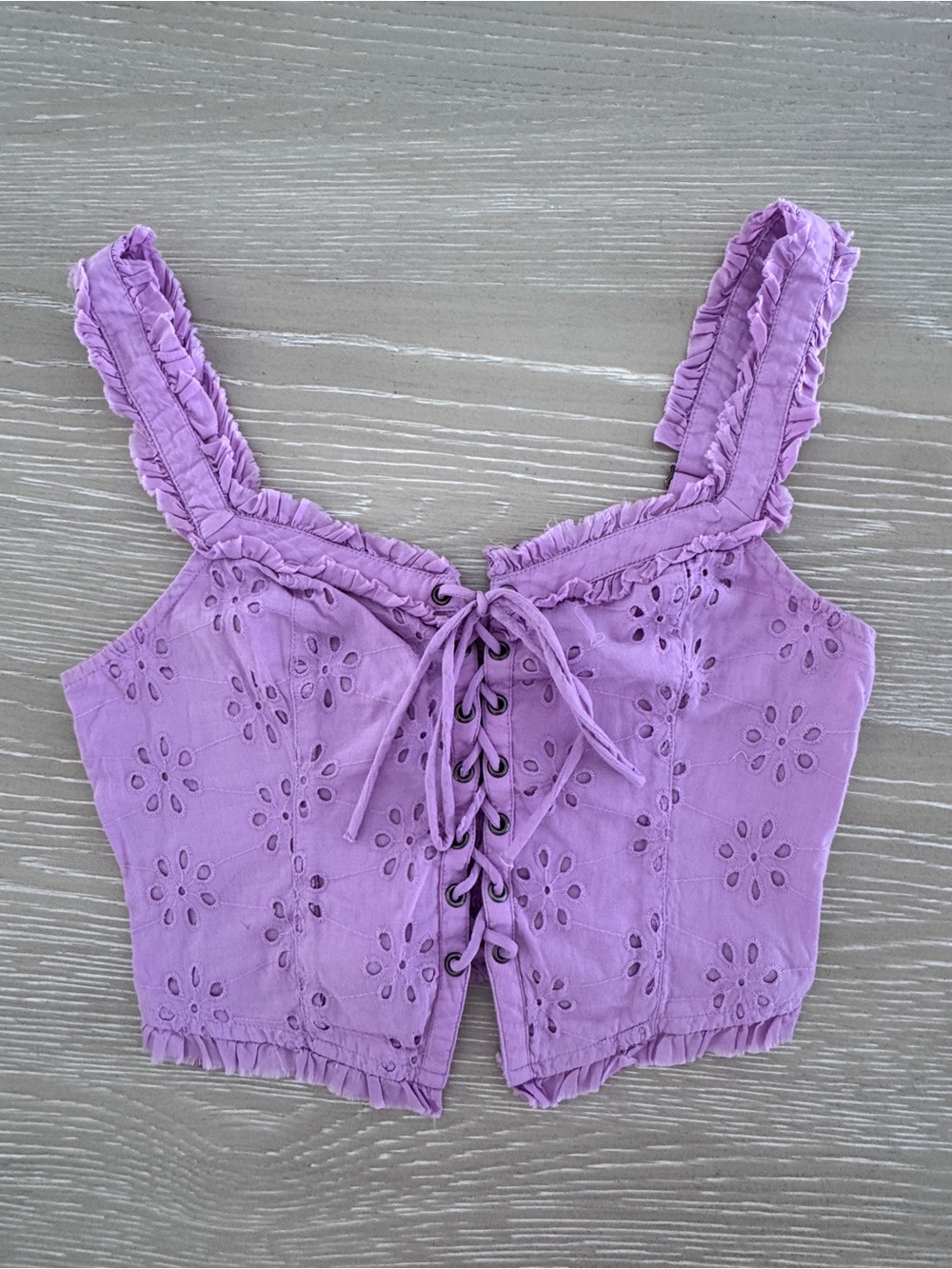 Urban Outfitters Lilac Lace-Up Crop Top